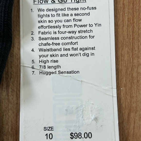 Lululemon Athletica Flow & Go Tights Sz 10 NWT - Picture 5 of 5